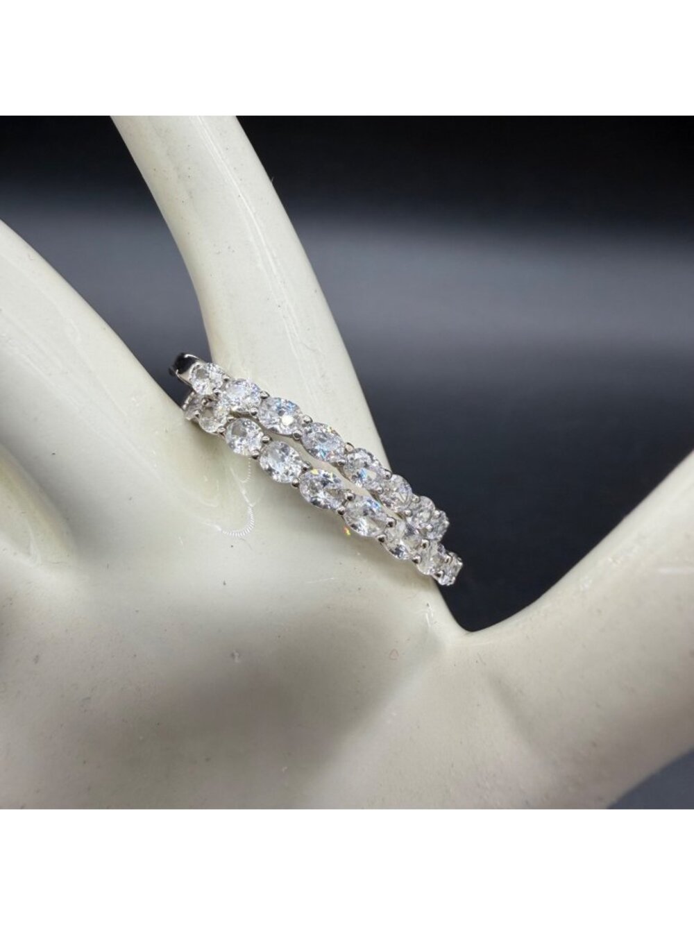 Sterling Silver Hoop Earrings Cubic Zirconia Inside Out Sparkling Statement 925